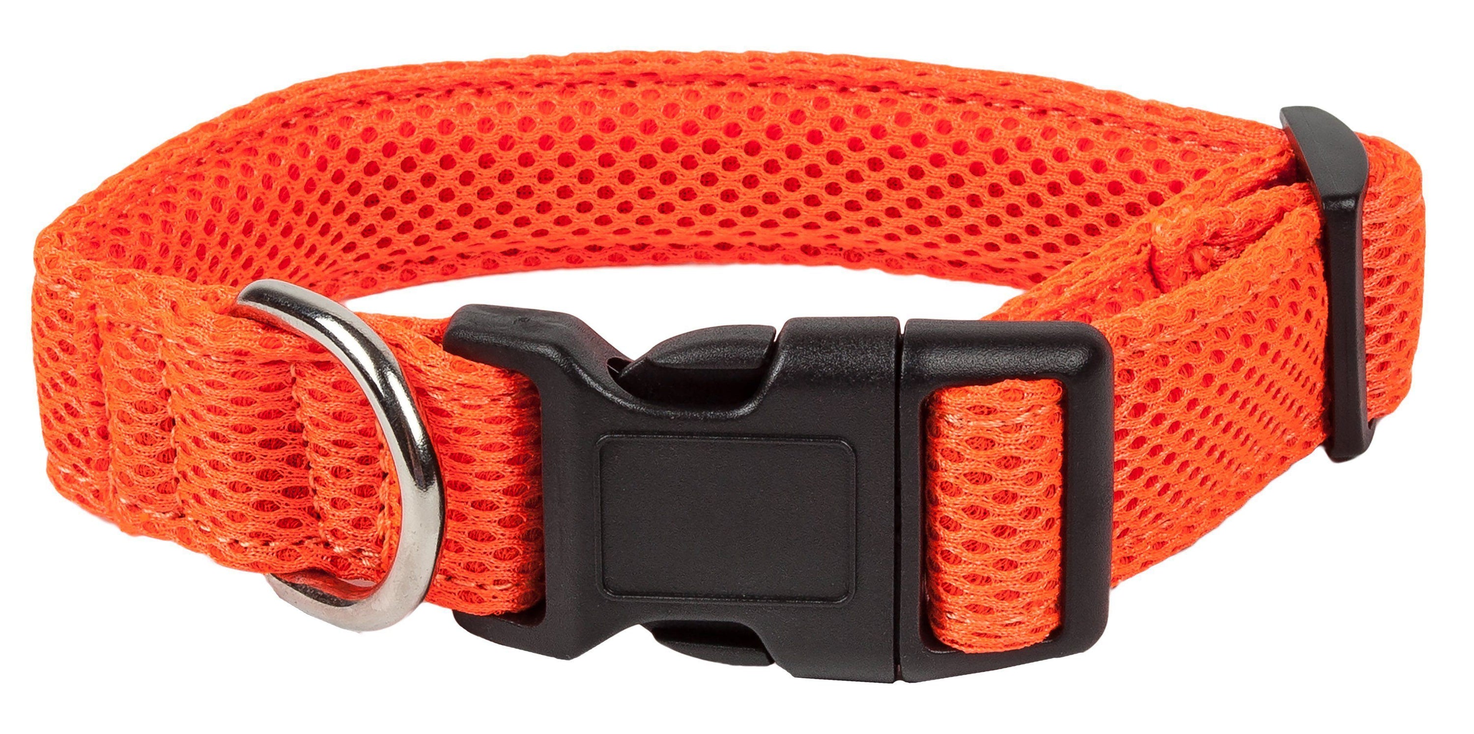 Pet Life ®  'Aero Mesh' Dual-Sided Breathable and Adjustable Thick Mesh Dog Collar Small Orange