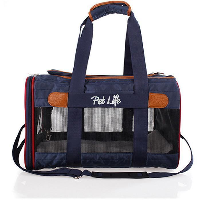 Pet Life ® 'Aero-Zoom' Airline Approved lightweight Wire Framed Folding Collapsible Fashion Pet Dog Carrier Default Title 