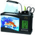 Pet Life ® All-In-One Digital Desktop Aquarium and Stationary Office Organizer Black 