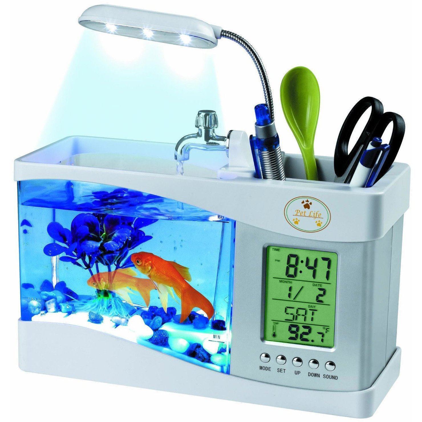 Pet Life ® All-In-One Digital Desktop Aquarium and Stationary Office Organizer  