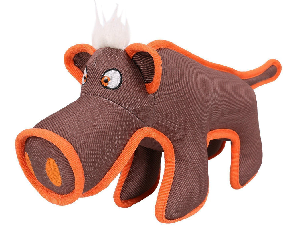 Pet Life ® 'Dura-Chew' Plush Animal Nylon Squeaker Dog Toy Brown 