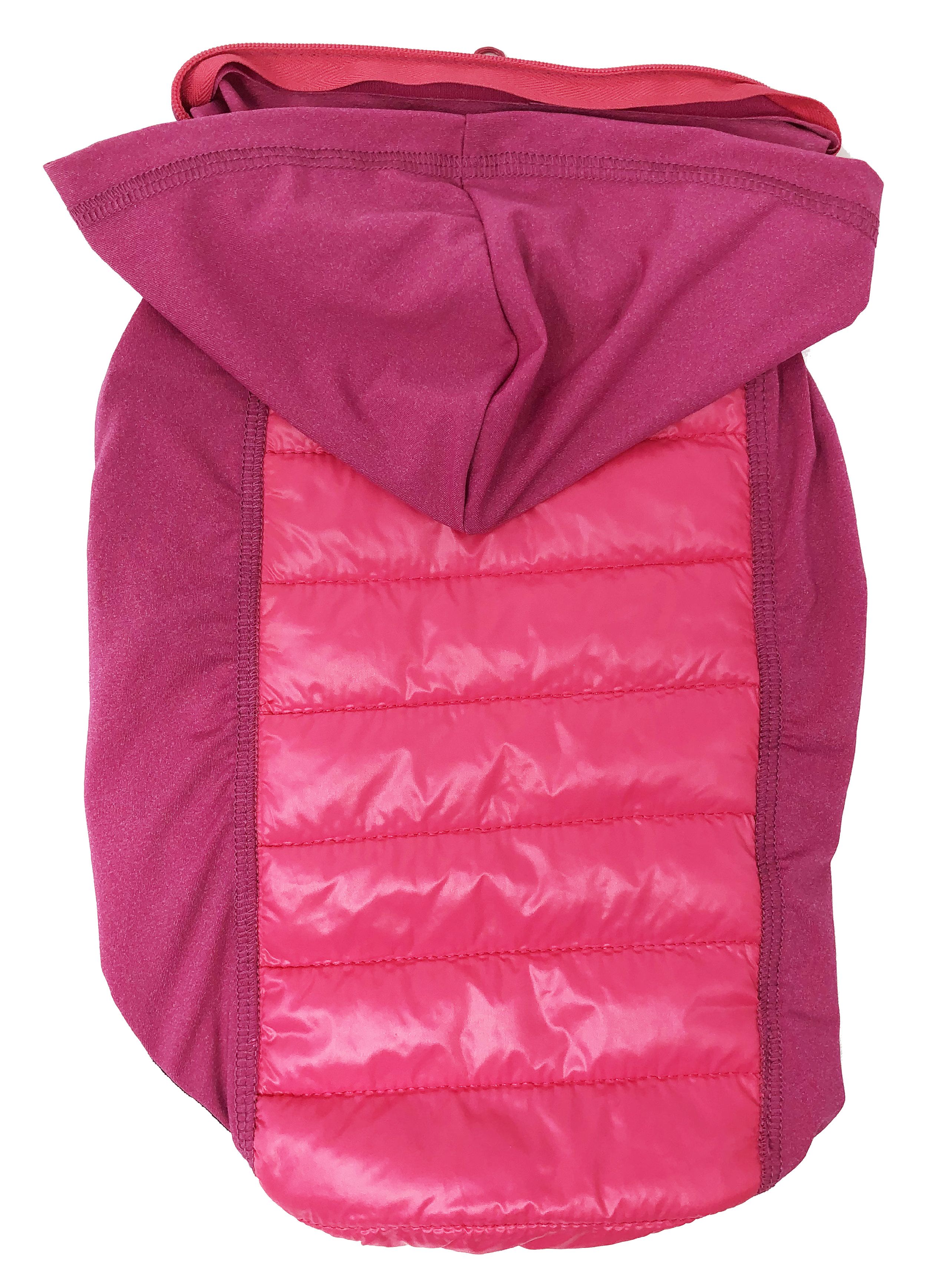 Pet Life ® 'Apex' Lightweight Hybrid 4-Season Stretch and Quick-Dry Dog Coat w/ Pop out Hood Pink X-Small