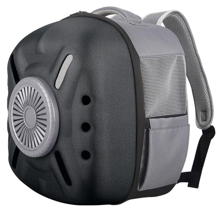 Pet Life ® 'Armor-Vent' External USB Powered Backpack with Built-in Cooling Fan Black 