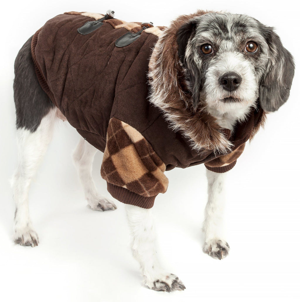 Pet Life ® 'Aygyle Style' 3M Insulated Designer Patterned Suede Dog Coat w/ Removable H...