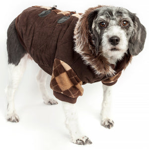 Pet Life ® 'Aygyle Style' 3M Insulated Designer Patterned Suede Dog Coat w/ Removable Hood