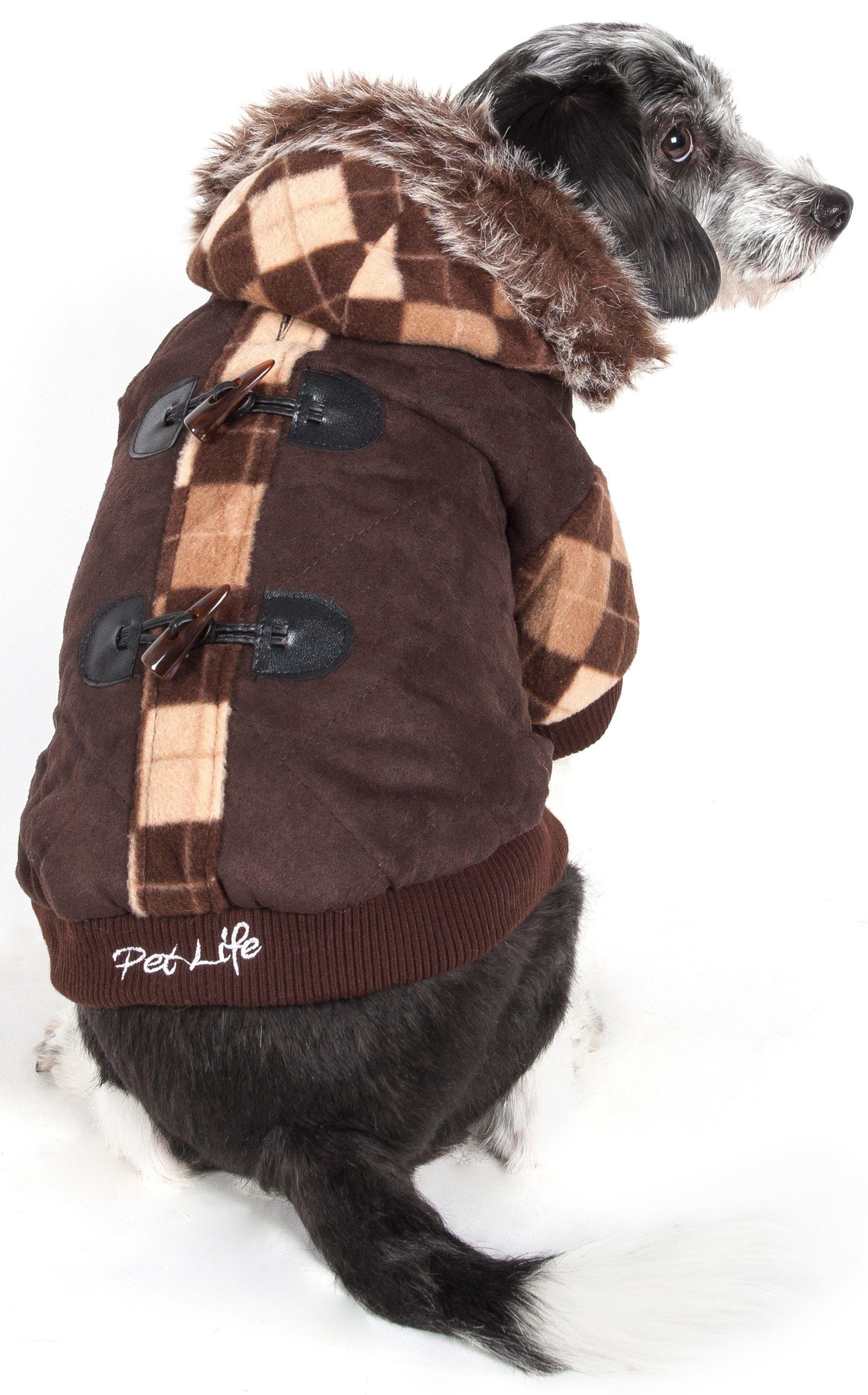 Pet Life ® 'Aygyle Style' 3M Insulated Designer Patterned Suede Dog Coat w/ Removable Hood  