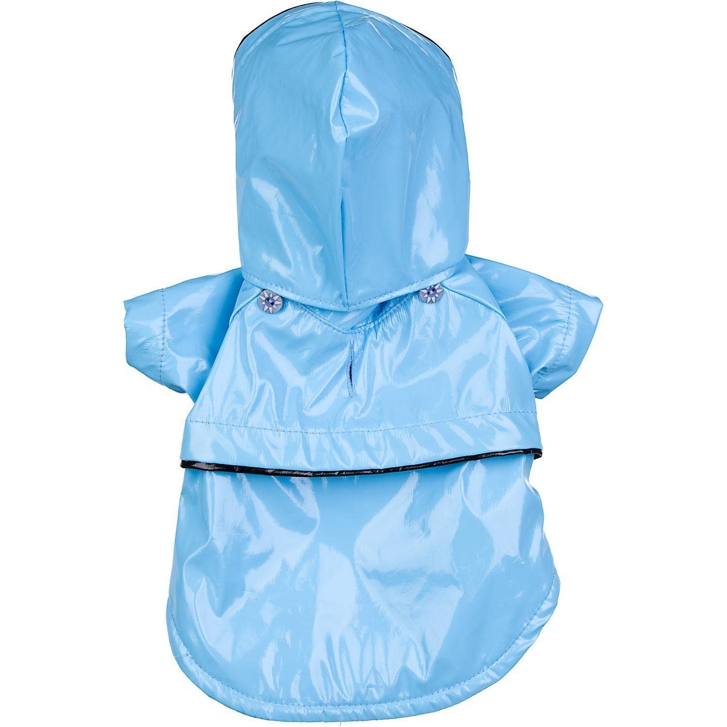 Pet Life ® 'Baby Blue' Waterproof Adjustable Dog Raincoat Jacket w/ Removable Hood X-Small 