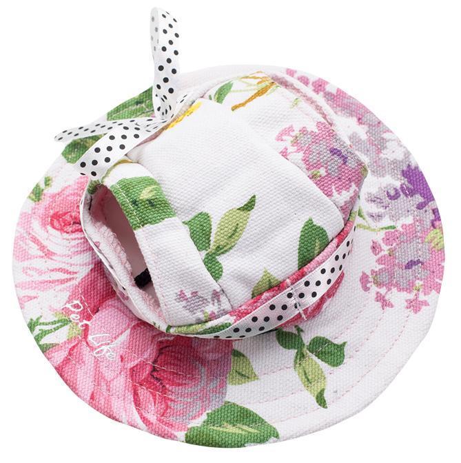 Pet Life ®  'Botanic Bark' Floral UV Protectant Adjustable Fashion Canopy Brimmed Dog Hat Cap  