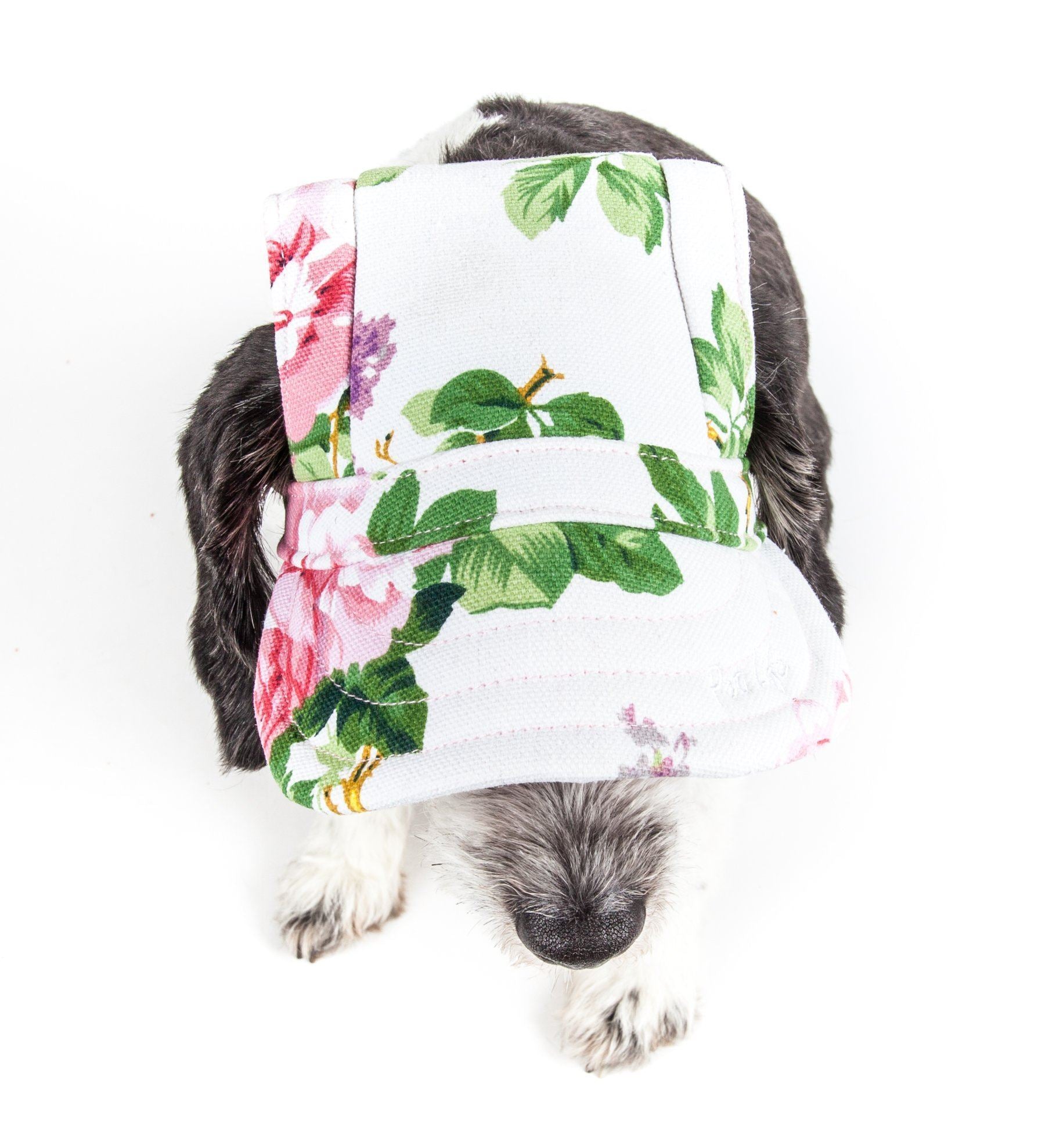 Pet Life ®  'Botanic Bark' Floral Uv Protectant Adjustable Fashion Dog Hat Cap  