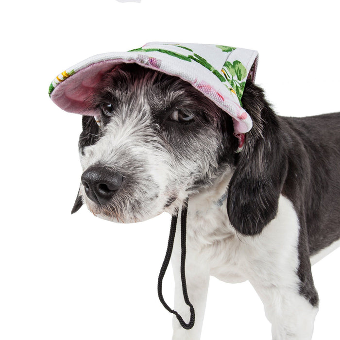 Pet Life ®  'Botanic Bark' Floral Uv Protectant Adjustable Fashion Dog Hat Cap