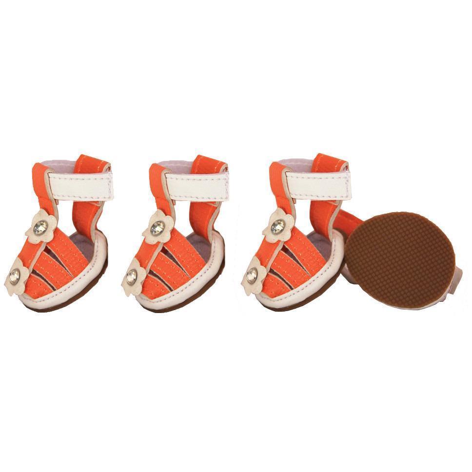Pet Life ® 'Buckle-Supportive' PVC Waterproof Pet Dog Shoes Sandals - Set Of 4 X-Small 