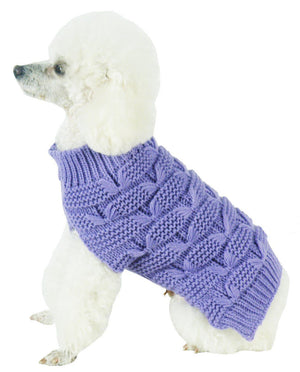 Pet Life ® Butterfly Stitched Heavy Cable Knitted Fashion Turtle Neck Dog Sweater