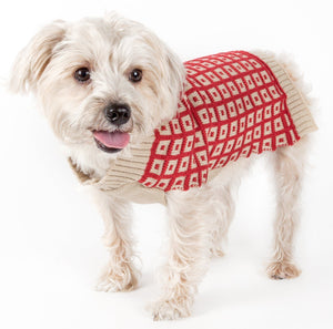 Pet Life ® 'Butterscotch' Box Weaved Heavy Cable Knitted Designer Turtle Neck Dog Sweater