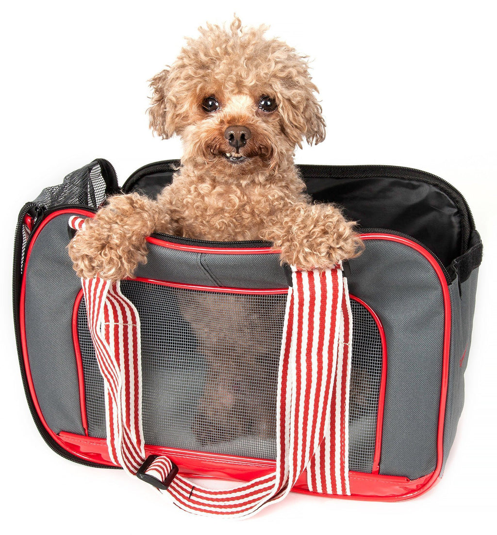 Pet Life ® 'Candy Cane' striped Fashion Designer Travel Pet Dog Carrier  