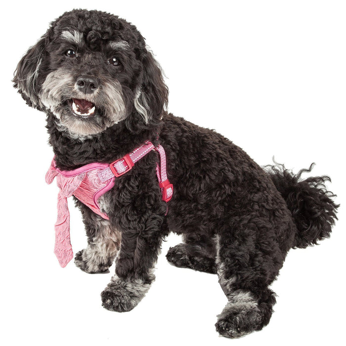 Pet Life ®  'Chichi Shaggy' Mesh Reversed Adjustable Fashion Dog Harness W/ Shaggy Neck...