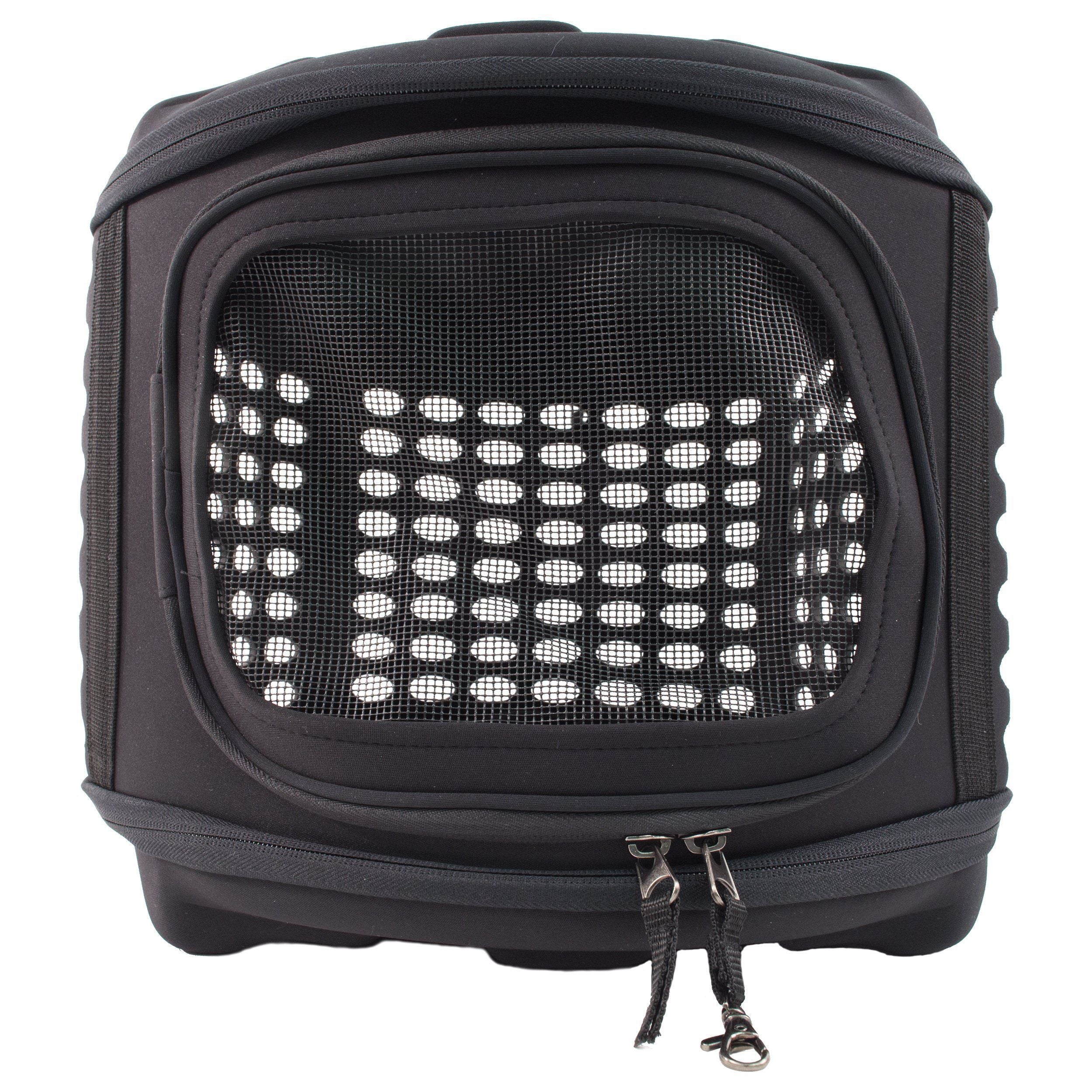 Pet Life ® 'Circular Shelled' Perforated Lightweight Collapsible Military Grade Travel Pet Dog Carrier  