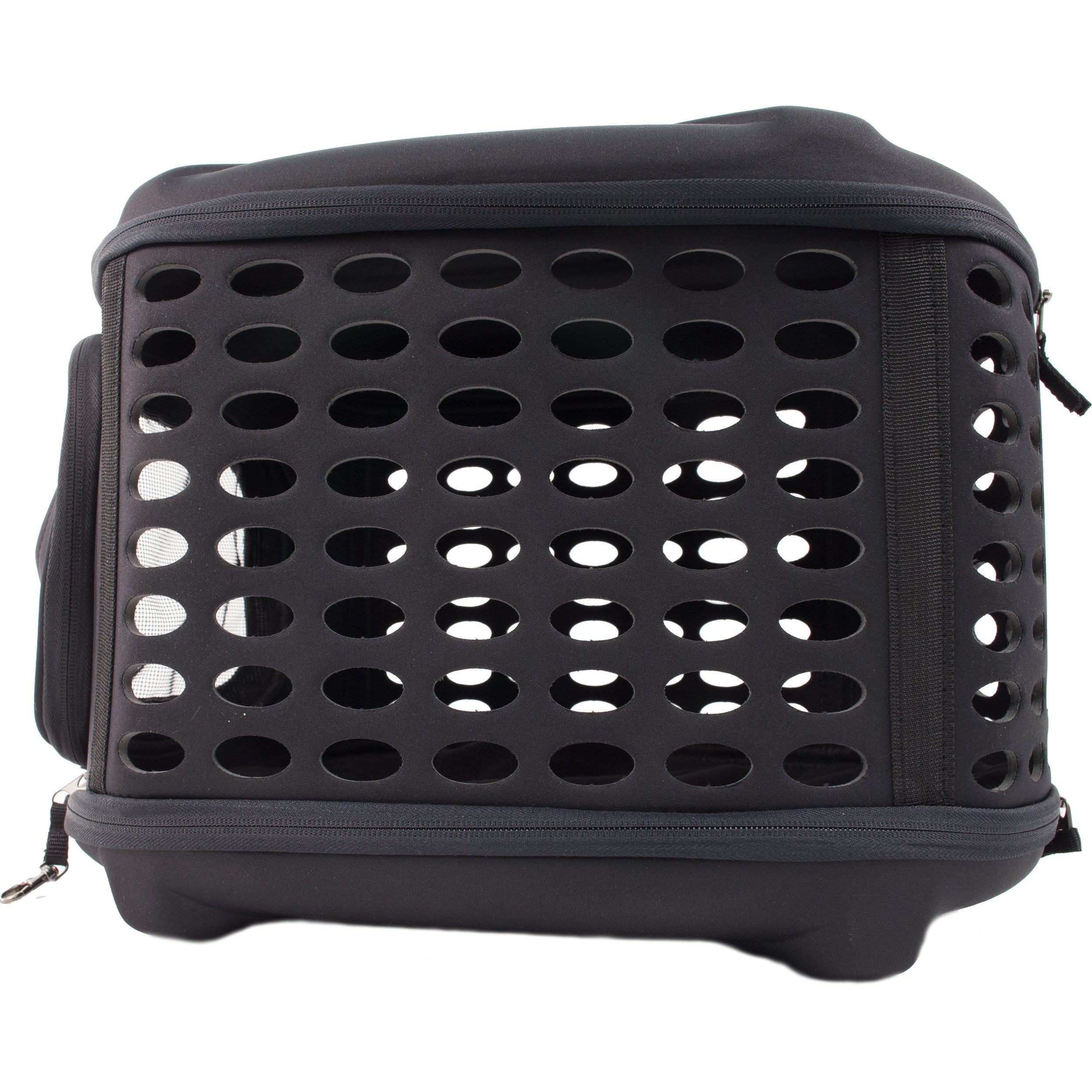 Pet Life ® 'Circular Shelled' Perforated Lightweight Collapsible Military Grade Travel Pet Dog Carrier  