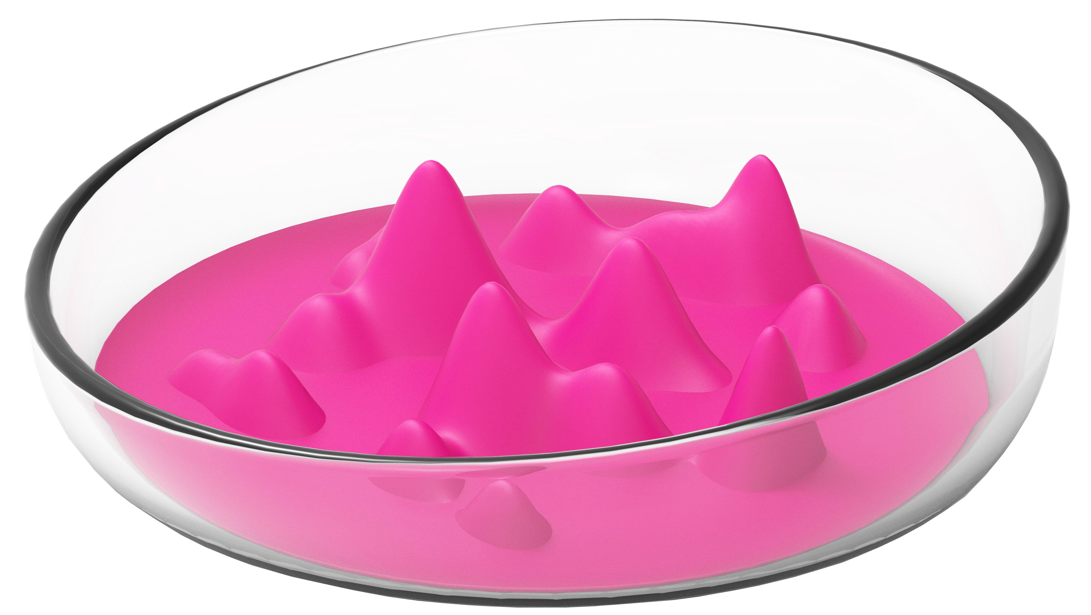 Pet Life ® 'Cirlicue' Mountain Shaped Modern Slow Feeding Pet Bowl Pink 