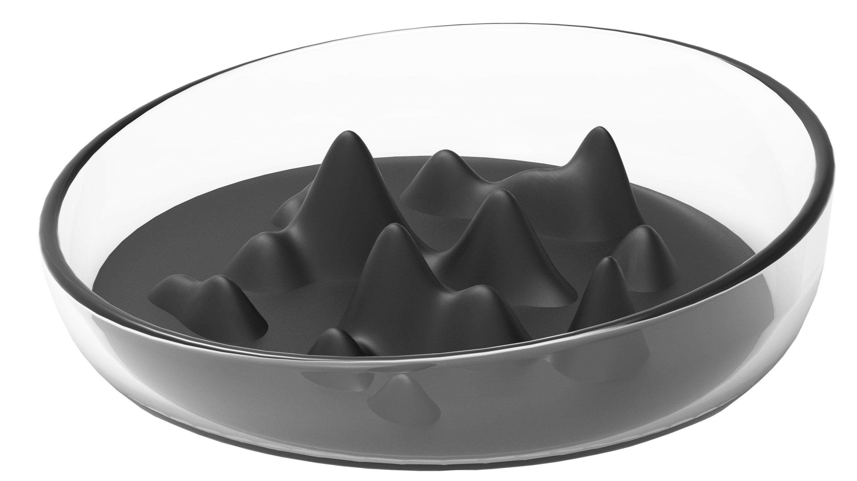 Pet Life ® 'Cirlicue' Mountain Shaped Modern Slow Feeding Pet Bowl Black 