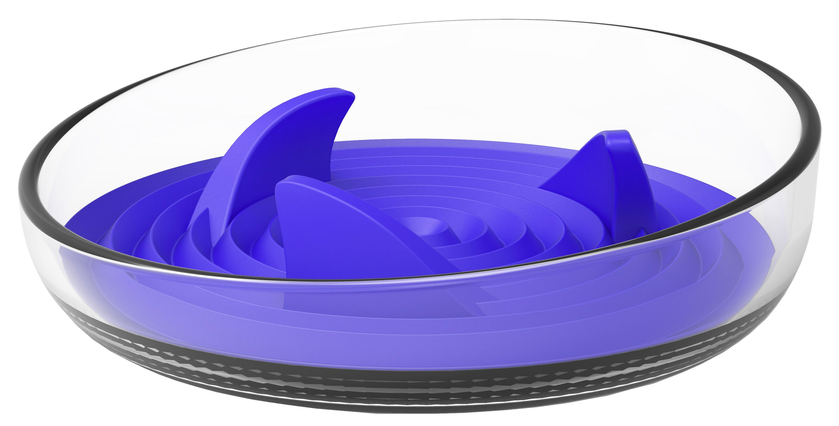 Pet Life ® 'Cirlicue' Shark Fin Shaped Modern Slow Feeding Pet Bowl Blue 