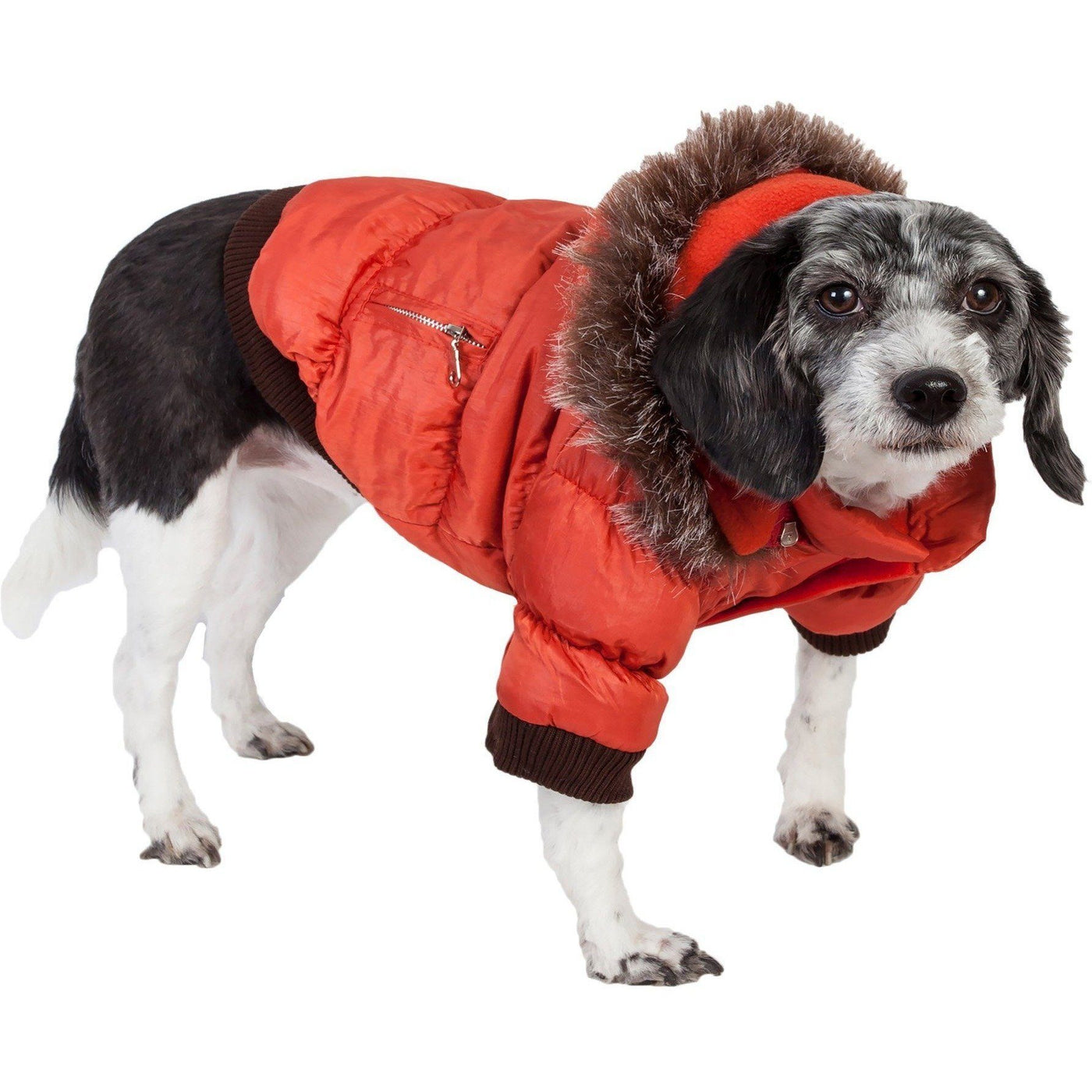 Chewy V Faux Fur Dog Jacket