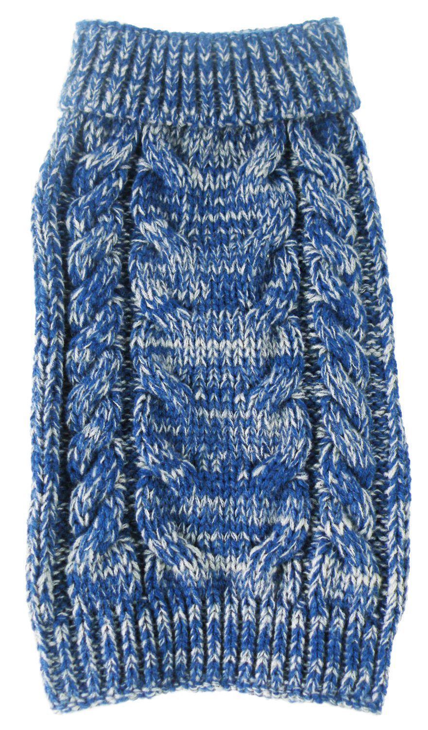 Pet Life ® Classical 'True Blue' Heavy Cable Knitted Ribbed Fashion Dog Sweater  