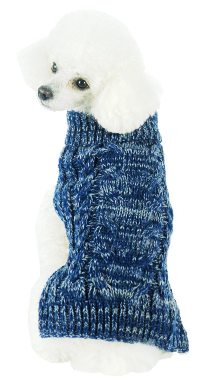 Pet Life ® Classical 'True Blue' Heavy Cable Knitted Ribbed Fashion Dog Sweater