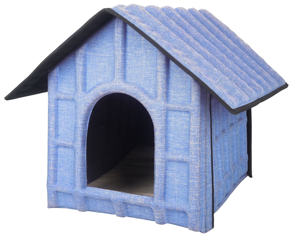 Pet Life ® 'Collapsi-Pad' Folding Lightweight Travel Pet House with inner Mat Blue 