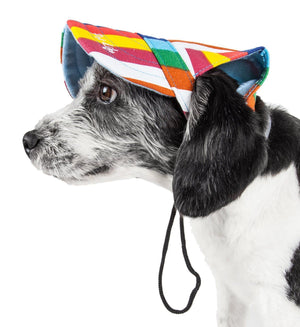 Pet Life ®  'Colorfur' Floral UV Protectant Adjustable Fashion Dog Hat Cap