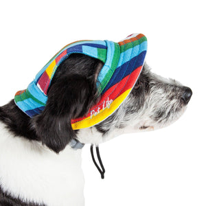 Pet Life ®  'Colorfur' UV Protectant Adjustable Fashion Canopy Brimmed Dog Hat Cap