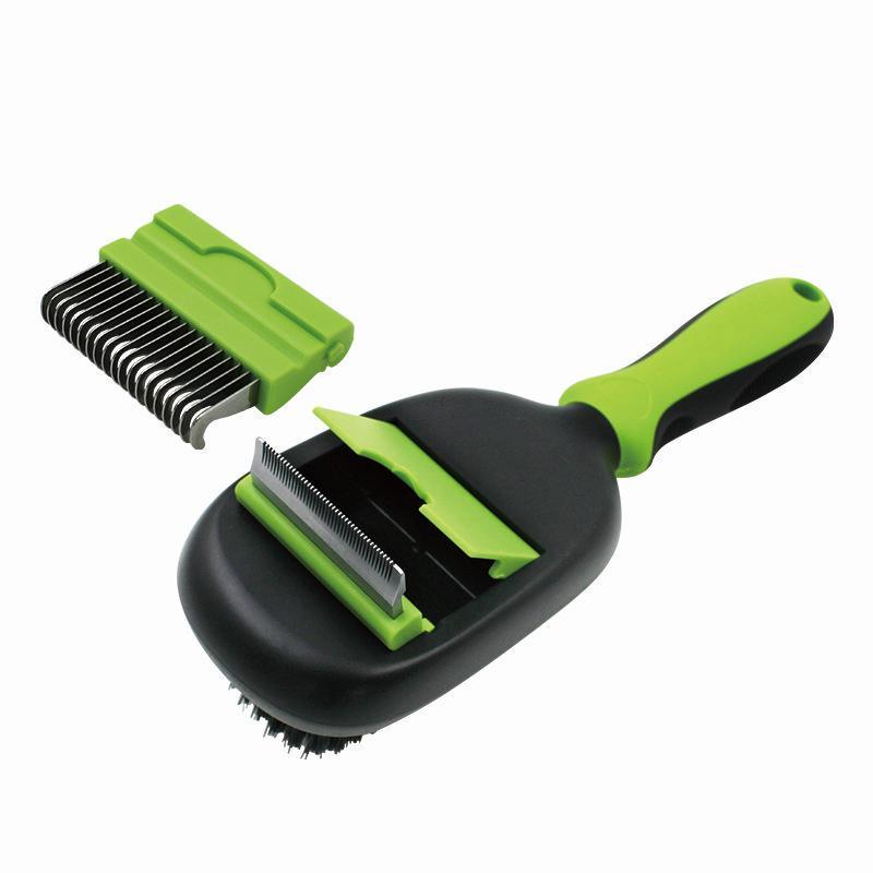 Pet Life ® 'Conversion' 5-in-1 Interchangeable Dematting and Deshedding Bristle Pin and Massage Grooming Pet Comb  