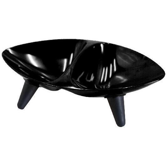Pet Life ® 'Couture Sculptured' Dishwasher Safe Melamine Food and Water Double Pet Bowl Black 