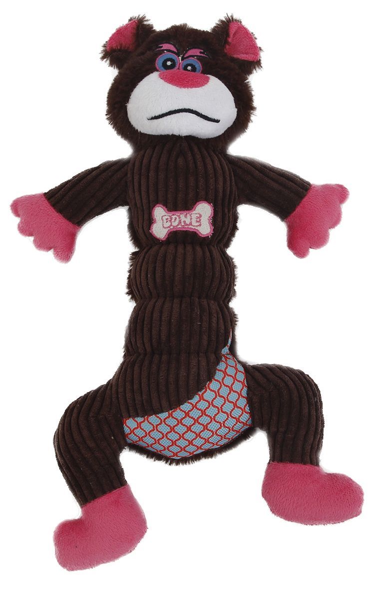 Pet Life ® 'Cuddle Plush' Mesh and Plush Squeaking Dog Toy Dark Brown 