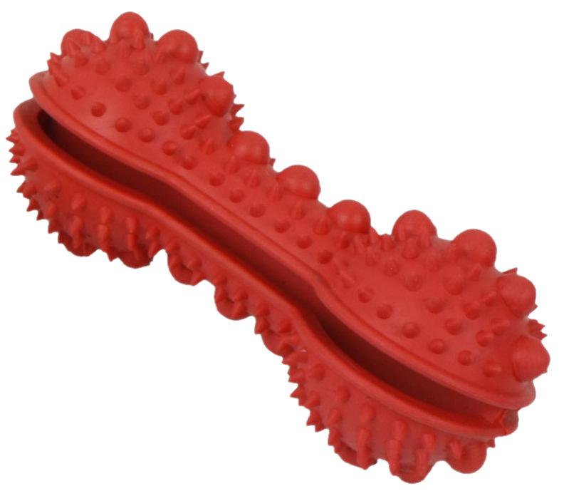 Pet Life ® 'Denta-Bone' TPR Treat Dispensing and Dental Cleaning Durable Dog Toy Red 