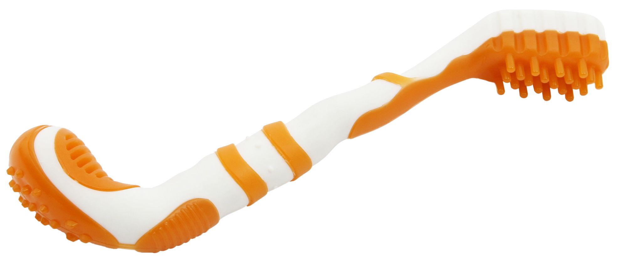 Pet Life ® 'Denta-Brush' TPR Durable Tooth Brush and Dog Toy Orange 