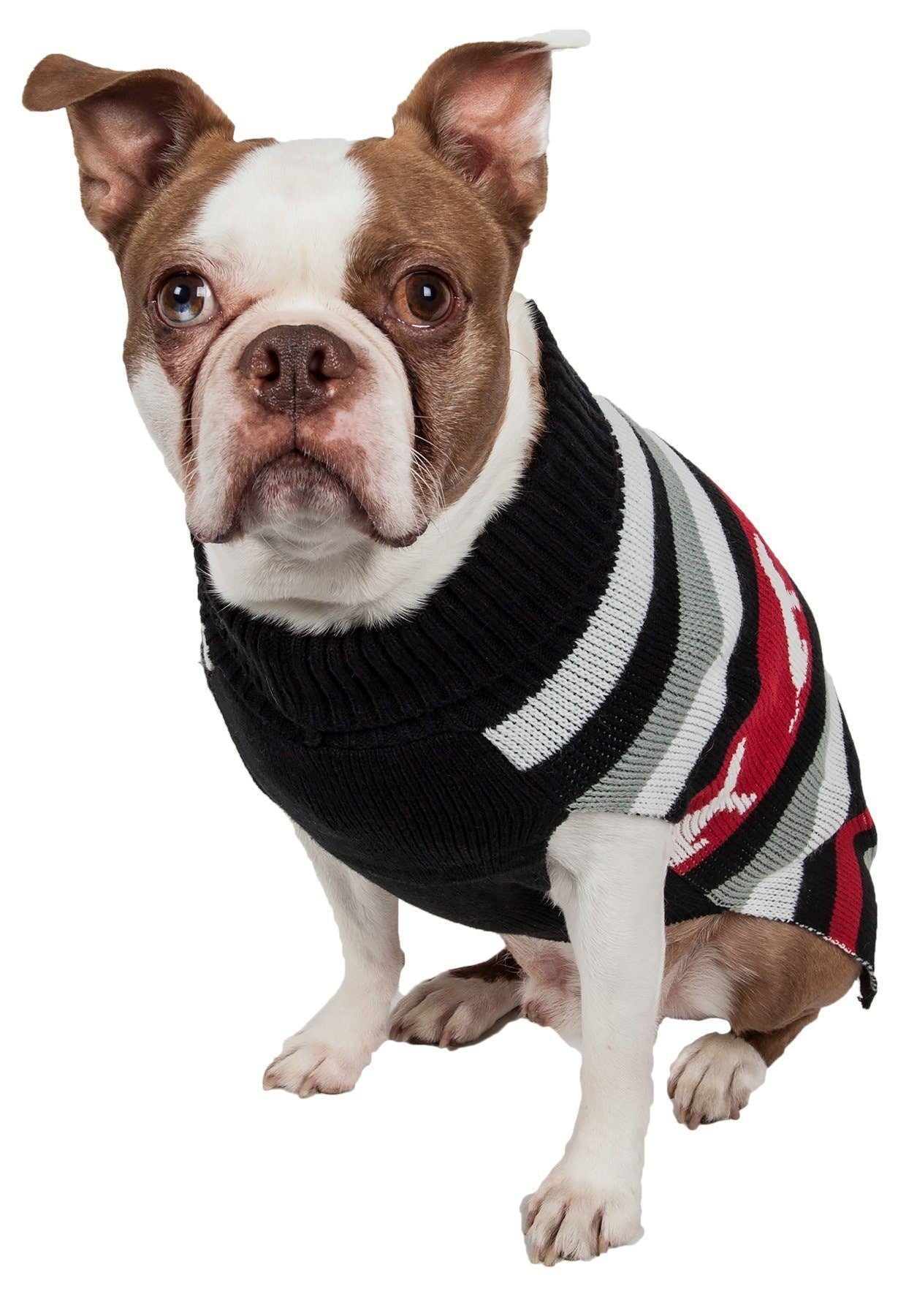 Pet Life Argyle Style Ribbed Fashion Pet Sweater Black Small
