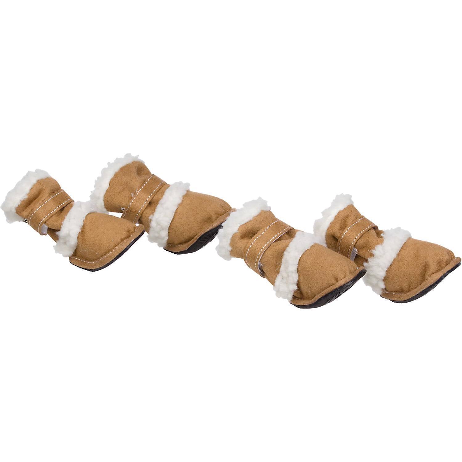 Pet Life ® 'Duggz' 3M Insulated Winter Fashion Dog Shoes Booties - Set of 4 X-Small Brown & White