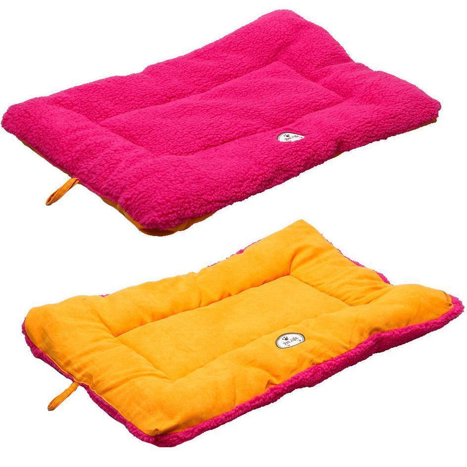 Pet Life ® 'Eco-Paw' Reversible Eco-Friendly Recyclabled Polyfill Fashion Designer Pet Dog Bed Mat Lounge Medium Pink And Orange