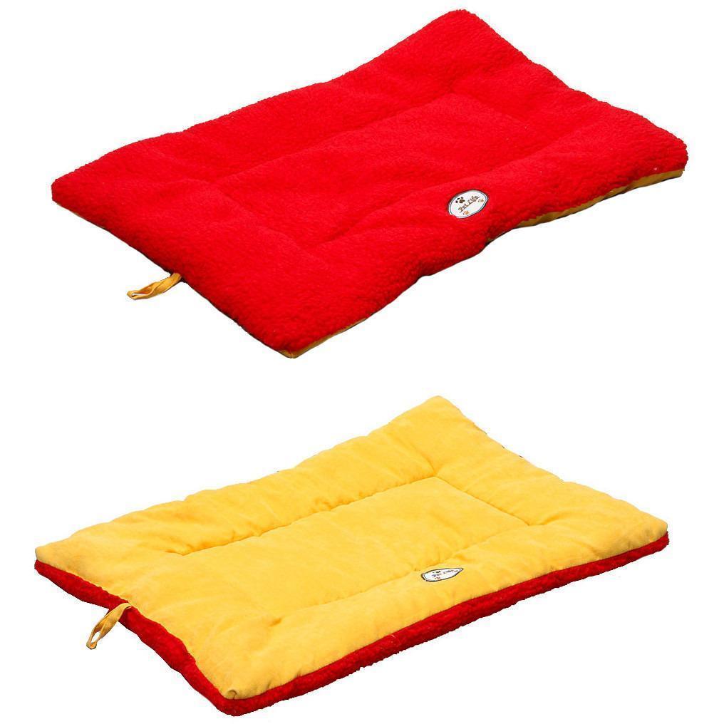 Pet Life ® 'Eco-Paw' Reversible Eco-Friendly Recyclabled Polyfill Fashion Designer Pet Dog Bed Mat Lounge Medium Orange And Red