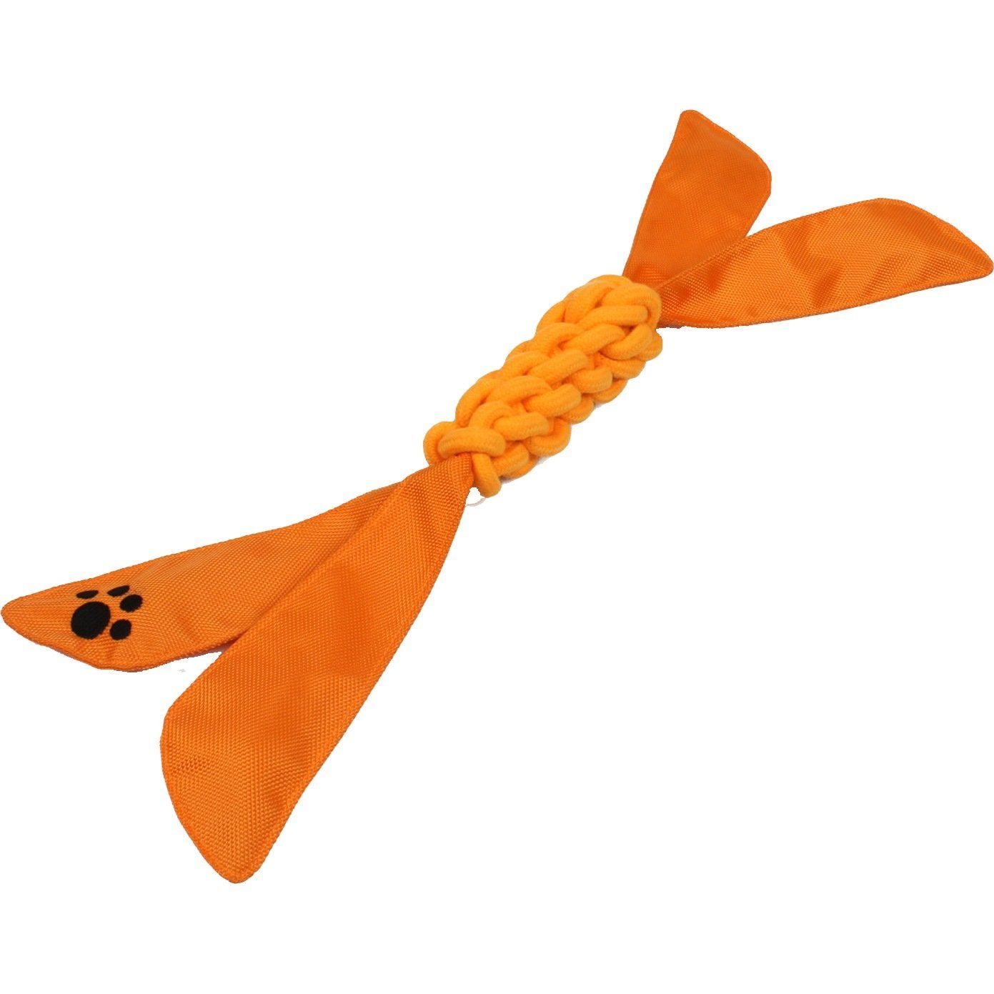 Pet Life ® 'Extreme Twist' Sporty Tugging Jute and Squeak Dog Toy Orange 