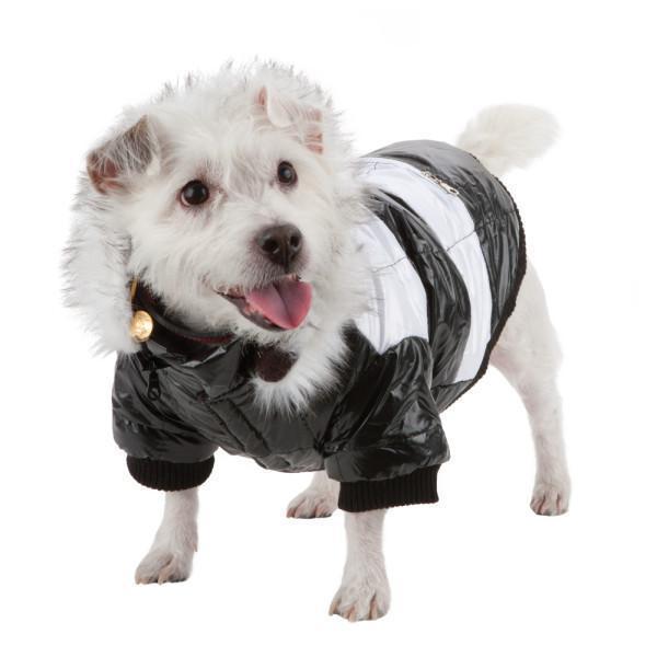 Pet Life ® Fashion Striped 3M Insulated Ultra-Plush Pet Dog Parka Coat w/ Removable Hood  