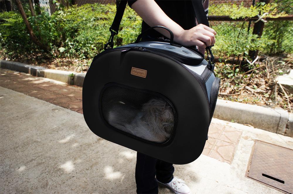 Pet Life Black Circular Shelled Perforate Collapsible Military Grade  Transporter Pet Carrier, 18.2 L X 14.6 W X 12.2 H