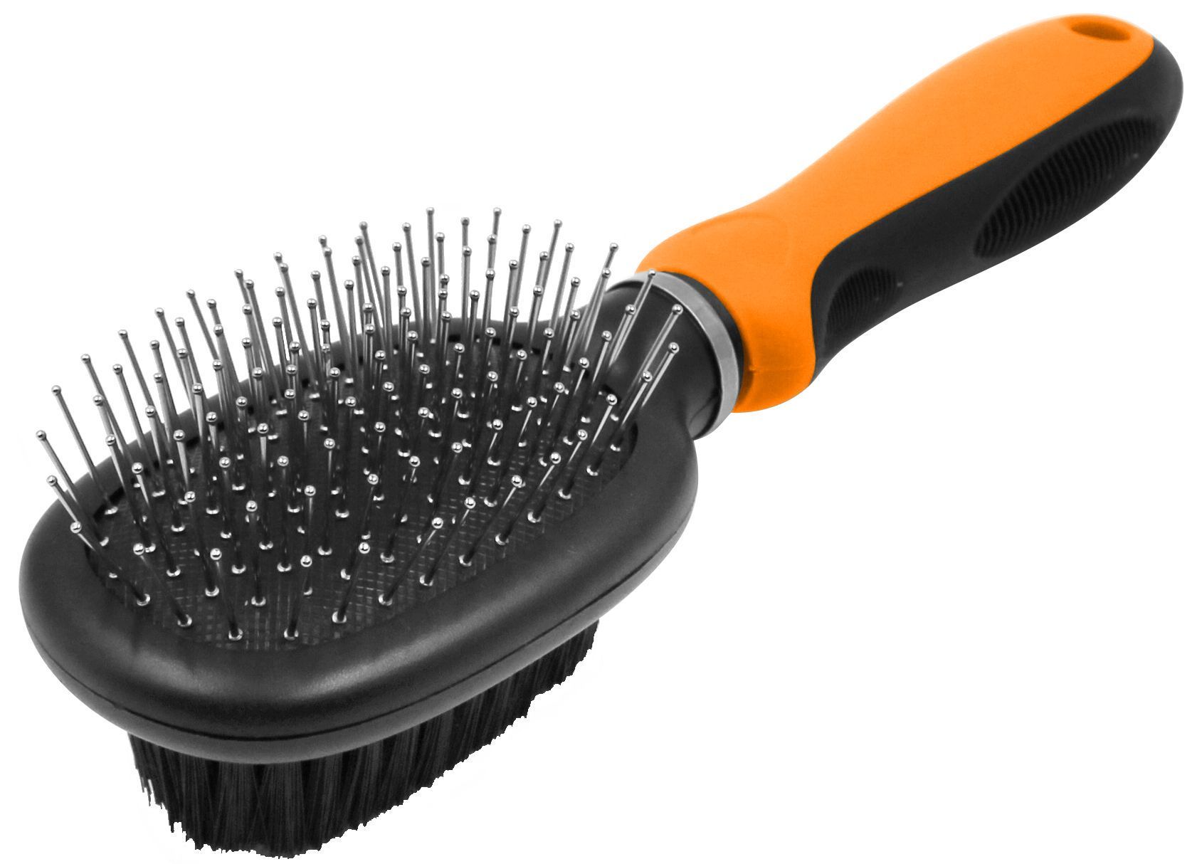 Pet Life ® Flex Series 2-in-1 Dual-Sided Pin and Bristle Grooming Pet Brush Orange