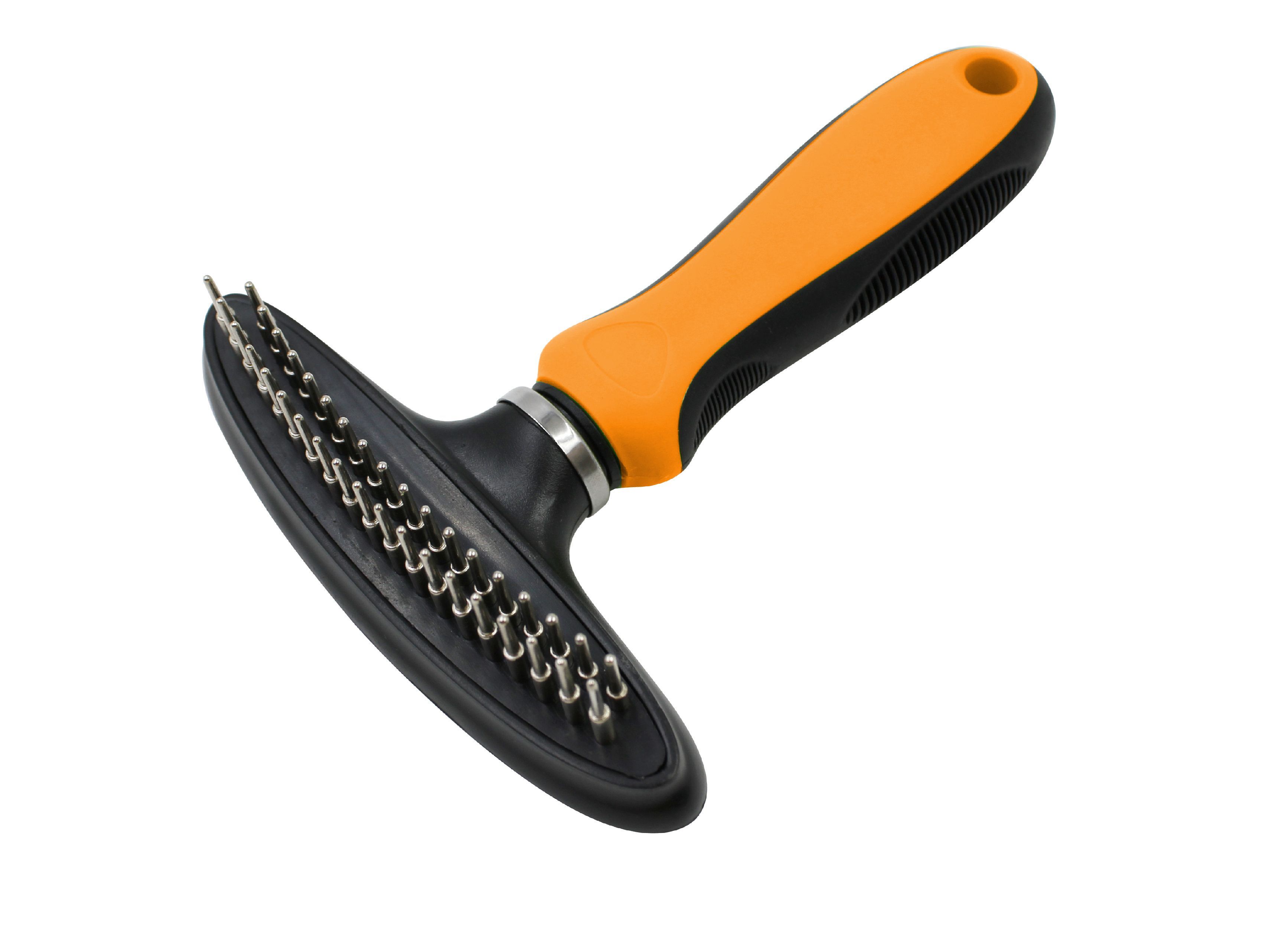 Pet Life ® Flex Series Dual-Row Grooming Rake Pet Comb Orange 