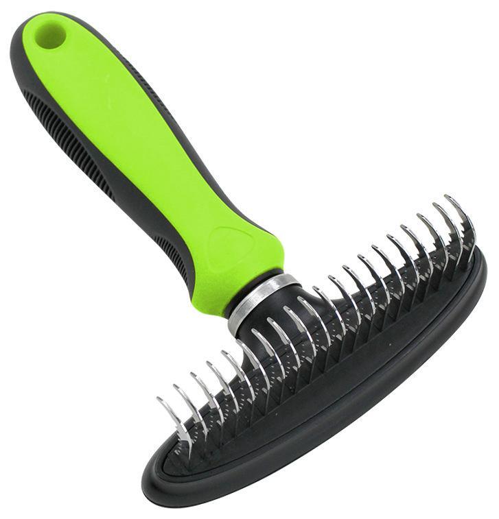 Pet Life ® Flex Series Undercoat Dematter Grooming Pet Rake Green 