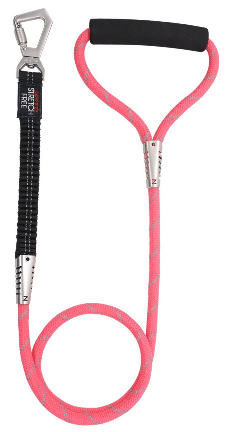 Pet Life ® 'Flexo-Tour' Shock Aborbing and 3M Reflective Dog Leash Pink 