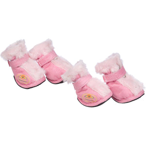 Pet Life Fur Comfort 3M Insulated Fashion Fur and Suede Winter Dog Shoes Boots Set of 4