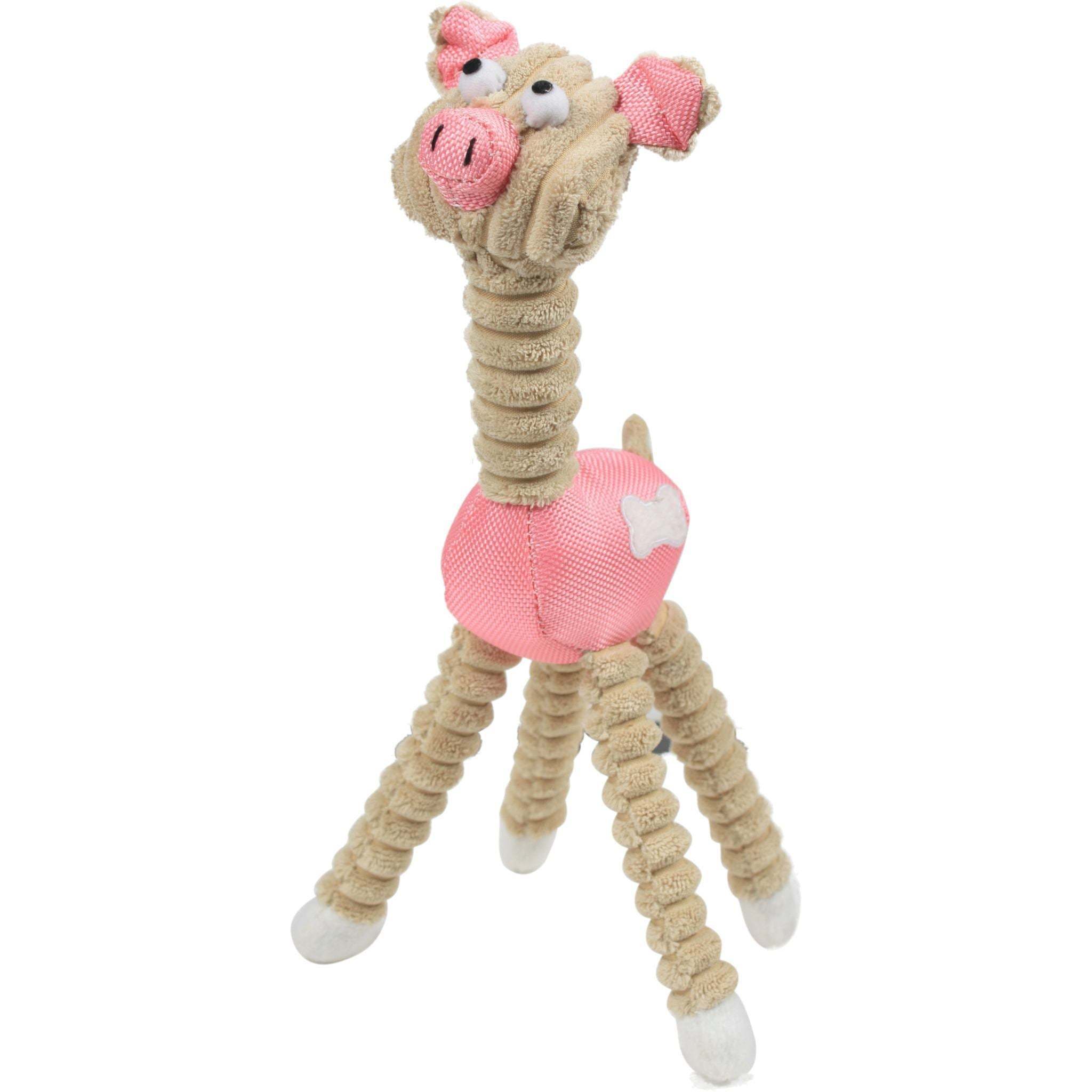 Pet Life ® 'Giraffe Cow' All Natural Recyclable Jute Rope and Squeak Chew Pet Dog Toy  