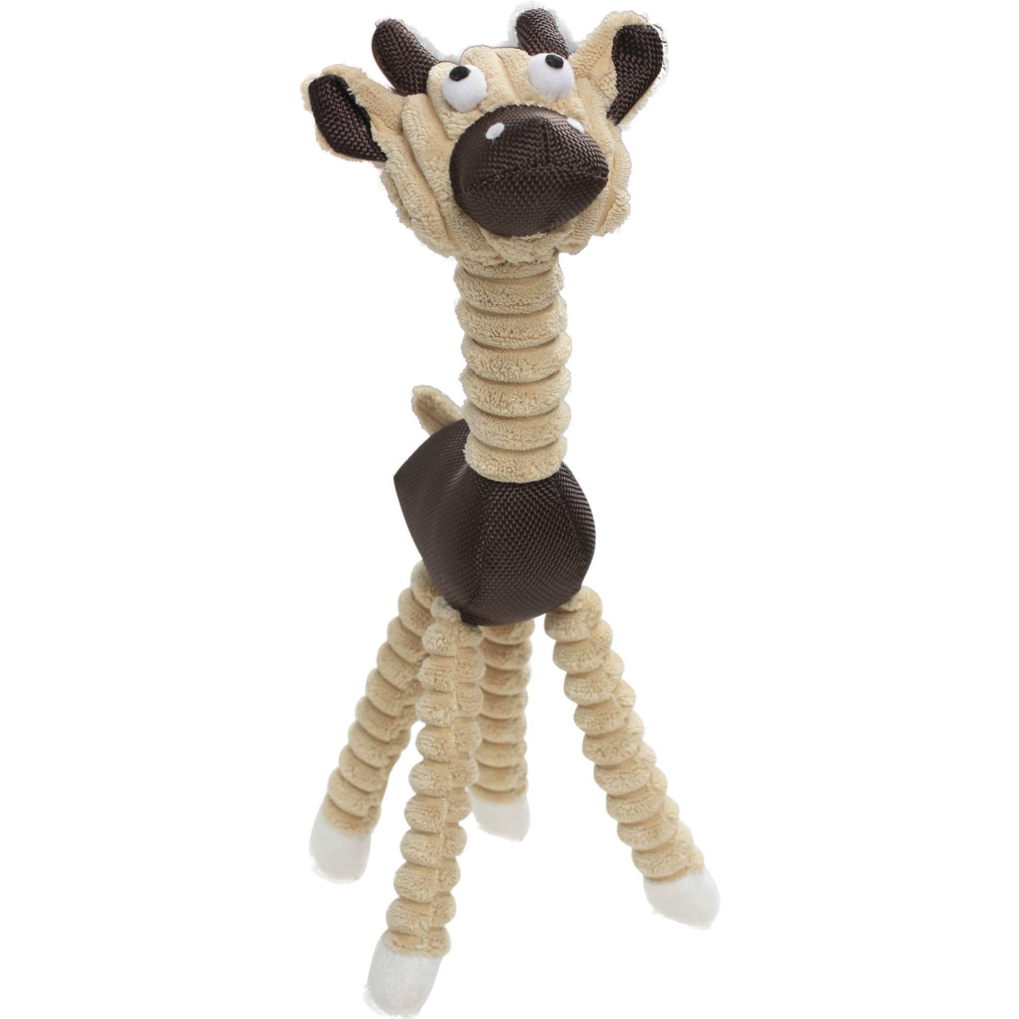 Pet Life ® 'Giraffe Cow' All Natural Recyclable Jute Rope and Squeak Chew Pet Dog Toy Brown 