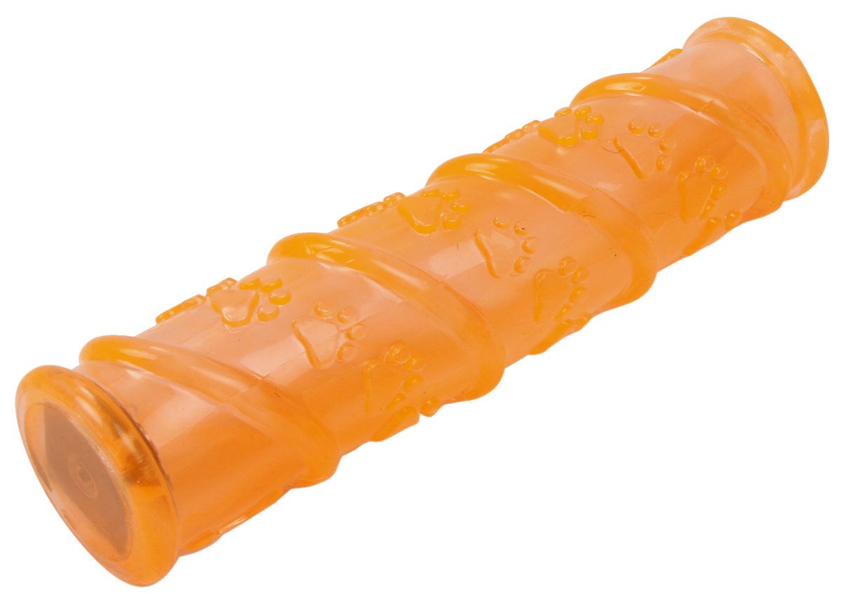 Pet Life ® 'Glow-Stick' TPR and LED Lighting Squeak and Chew Dog Toy Orange 